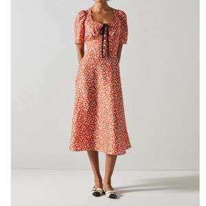 LK Bennett | Julien Red Daisy Print Silk Dress